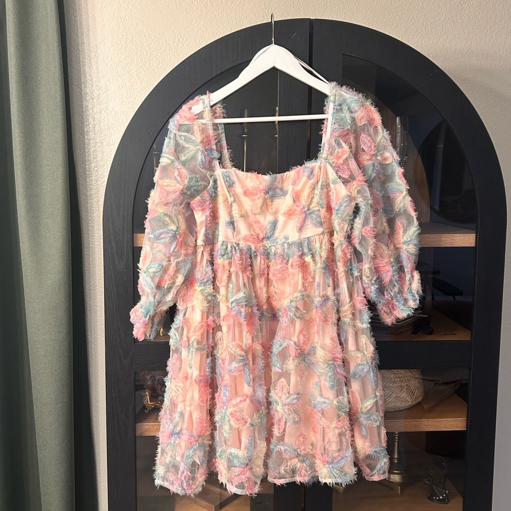 Colorful Floral Puff Sleeve Dress